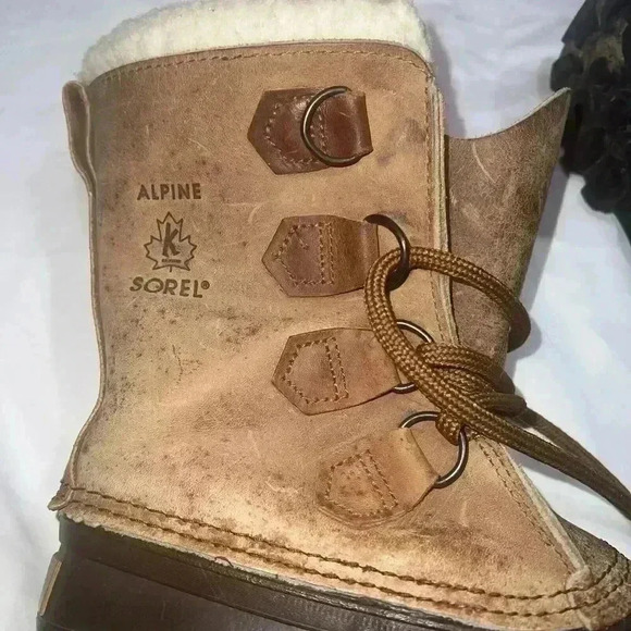 Sorel Alpine Womens Brown Insulated Leather Waterproof Made In Canada SZ 7 - Picture 7 of 14